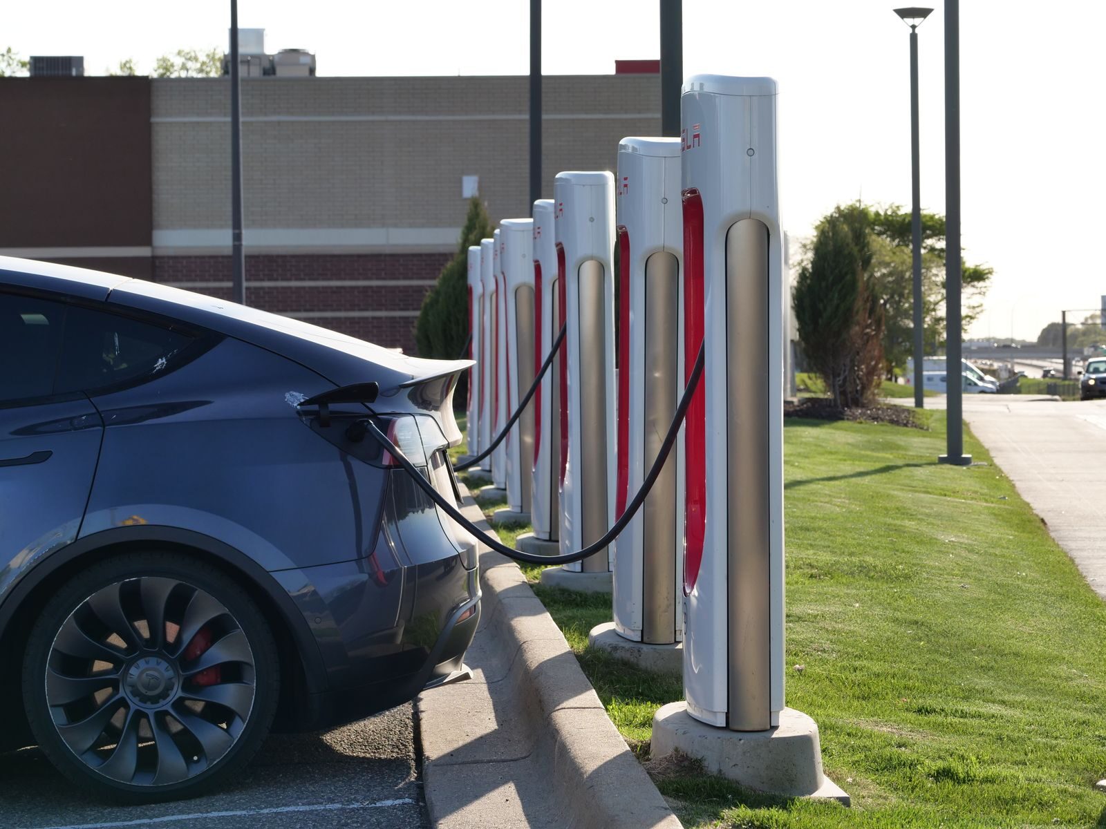 A car park of electric vehicle charge points