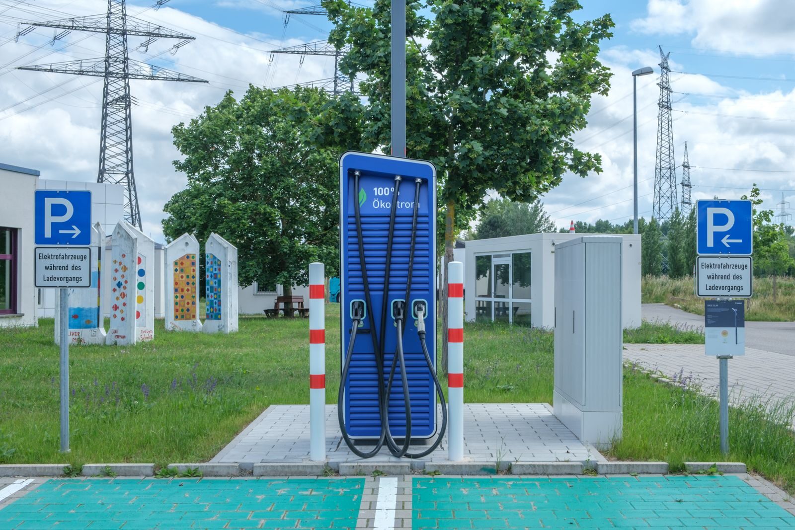 EV charger with safety signage